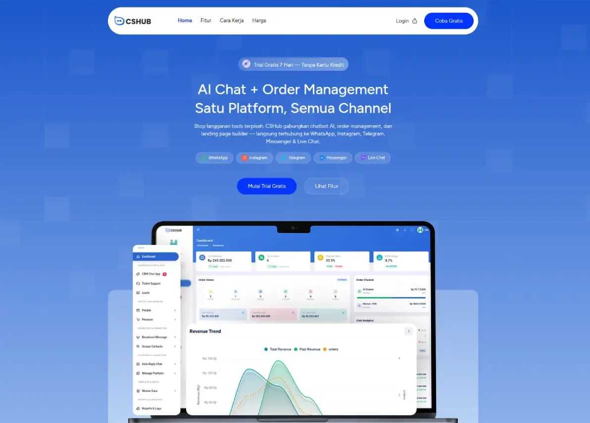 CSHub — All-in-One Chat, Order & Landing Page
